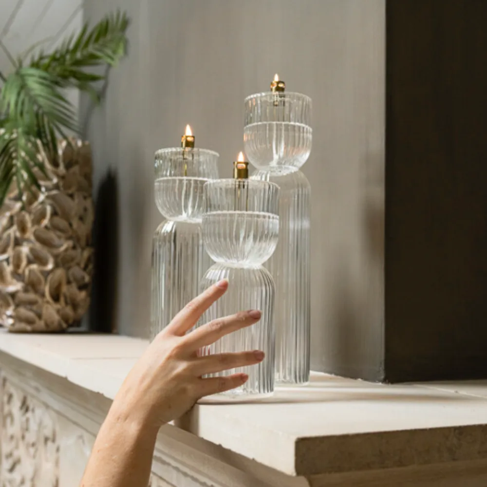 Lampe à huille en verre strié et laiton "Ribelle" - S, M et L | Twicy Store