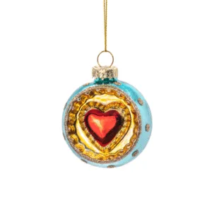Boule de Noël en verre cœur rétro multicolores – 4 coloris au choix | Twicy Store