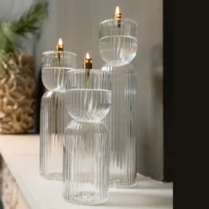 Lampe à huille en verre cannelé et laiton « Ribelle » – S, M et L | Twicy Store