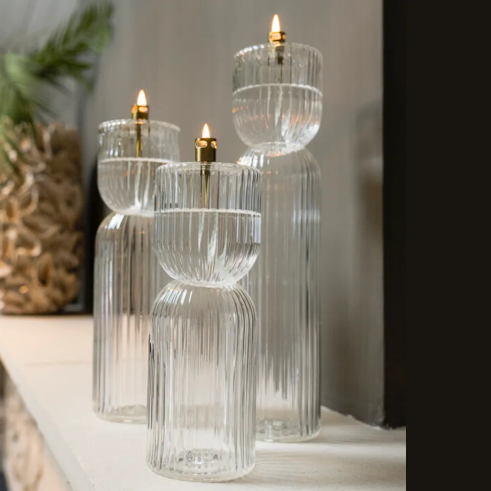 Lampe à huille en verre strié et laiton "Ribelle" - S, M et L | Twicy Store