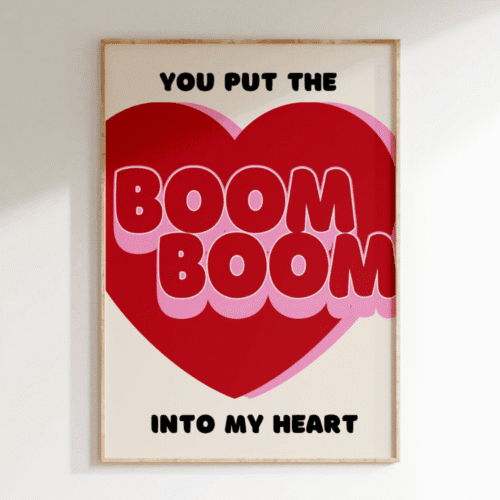 Affiche "Boom boom into my heart" coeur pop et coloré | Twicy Store