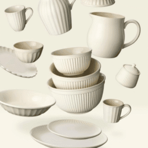 Set de 3 saladiers empilables en grès coloris « Crème au beurre » | Twicy Store