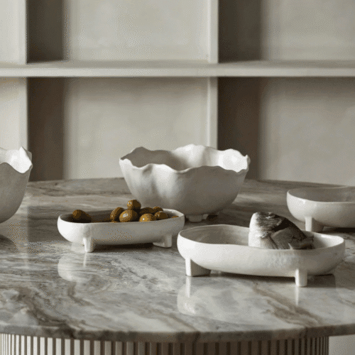 Plateau "Pemba" en céramique blanc cassé, Élégance naturelle & design artisanal | Twicy Store