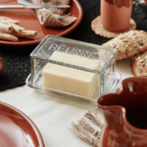 Beurrier en verre strié à motif | Twicy Store