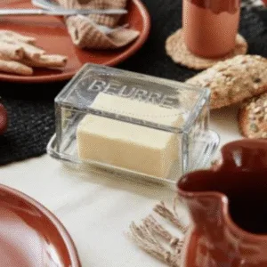 Beurrier en verre strié à motif | Twicy Store
