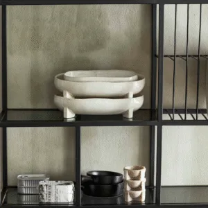 Plateau « Pemba » en céramique blanc cassé, Élégance naturelle & design artisanal | Twicy Store