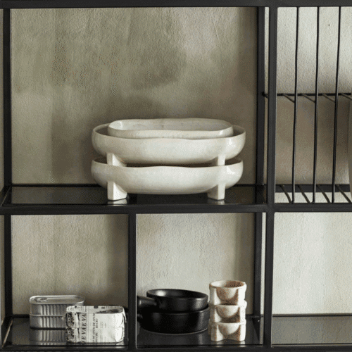 Plateau "Pemba" en céramique blanc cassé, Élégance naturelle & design artisanal | Twicy Store