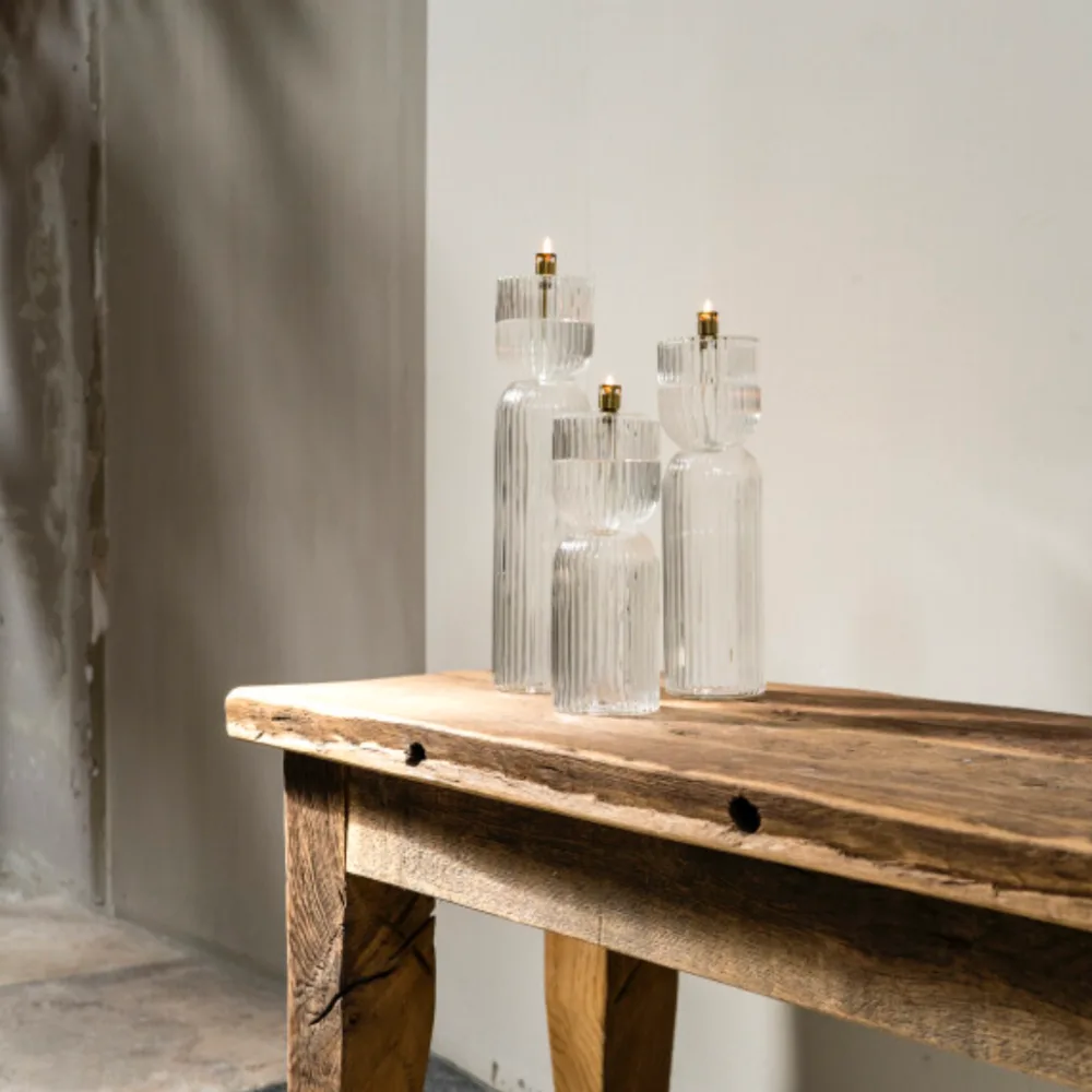 Lampe à huille en verre cannelé et laiton "Ribelle" - S, M et L | Twicy Store