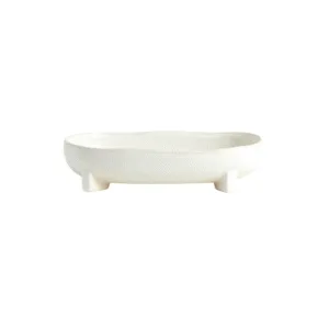 Plateau « Pemba » en céramique blanc cassé, Élégance naturelle & design artisanal | Twicy Store
