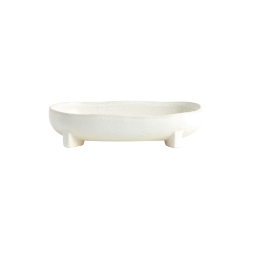 Plateau "Pemba" en céramique blanc cassé, Élégance naturelle & design artisanal | Twicy Store
