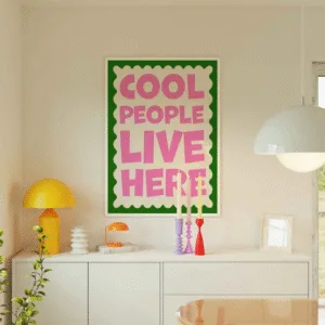 Affiche A3 « Cool people live here » vert et rose | Twicy Store