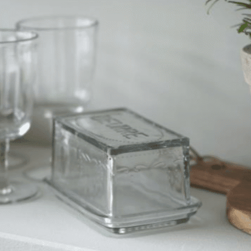 Beurrier en verre strié à motif | Twicy Store