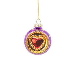 Boule de Noël en verre cœur rétro multicolores – 4 coloris au choix | Twicy Store