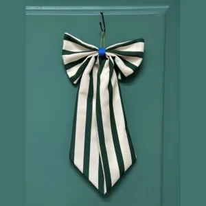 Nœud décoratif en tissu à larges rayures vert forêt | Twicy Store