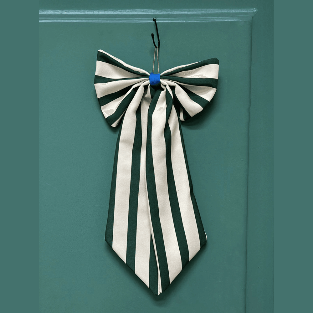 Nœud décoratif en tissu à larges rayures vert forêt | Twicy Store