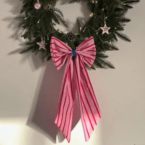 Nœud décoratif en tissu rose à rayures rouges | Twicy Store