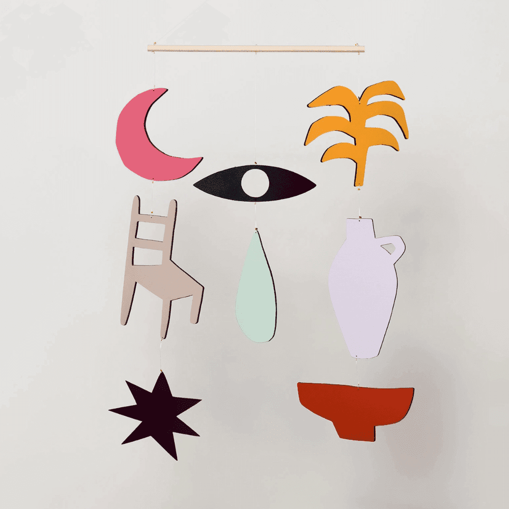 Mobile "Lune" – Mobile suspendu en bois peint à la main | Twicy Store