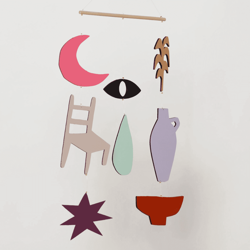 Mobile "Lune" – Mobile suspendu en bois peint à la main | Twicy Store