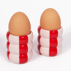 Duo de coquetiers design en céramique rose & rouge | Twicy Store