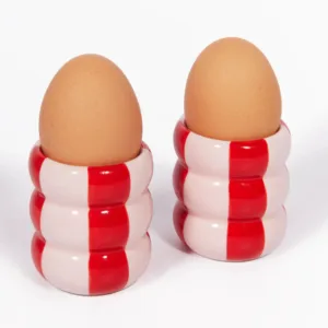 Duo de coquetiers design en céramique rose & rouge | Twicy Store
