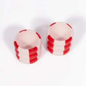 Duo de coquetiers design en céramique rose & rouge | Twicy Store