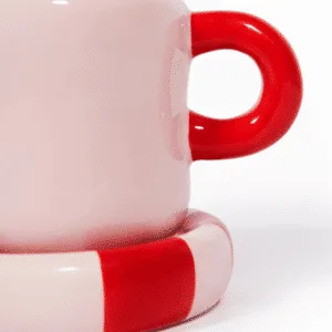 Tasse design avec soucoupe en céramique rouge & rose | Twicy Store