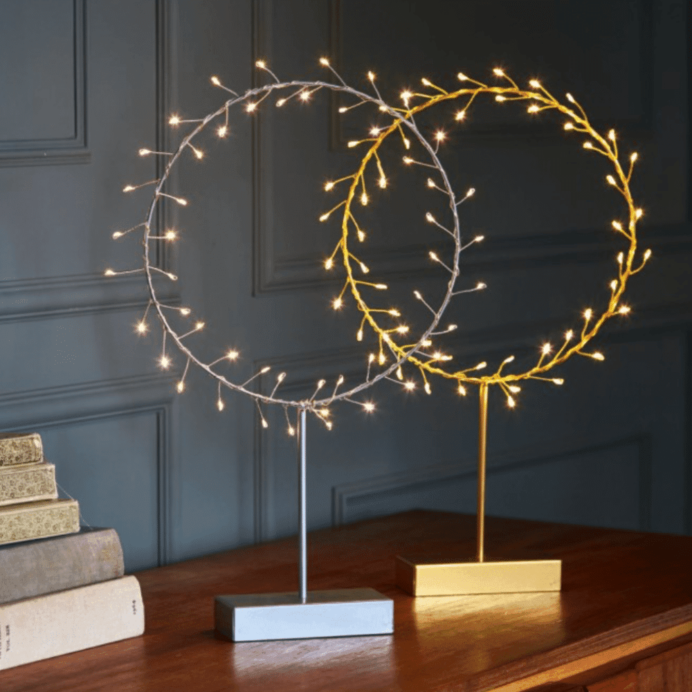 Lampe couronne lumineuse LED sur pied argent– Ambiance cocooning | Twicy Store