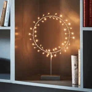 Lampe couronne lumineuse LED sur pied argent– Ambiance cocooning | Twicy Store
