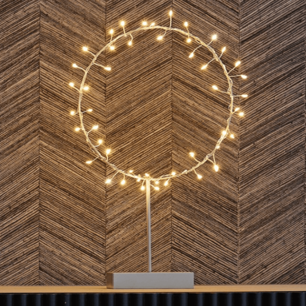 Lampe couronne lumineuse LED sur pied argent– Ambiance cocooning | Twicy Store