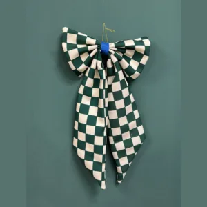 Nœud décoratif en tissu motif damier vert – Décoration murale & festive | Twicy Store