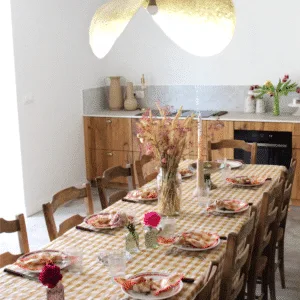 Nappe à carreaux vichy moutarde brodée « Bon appétit » | Twicy Store