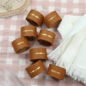Ronds de serviette en cuir à message « Mama, Daddy, Trésor et Bichette » | Twicy Store