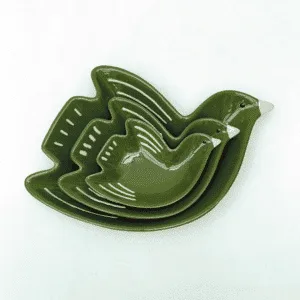 Coupelle oiseau vert foncé en porcelaine – vide-poche design déco, 2 tailles | Twicy Store