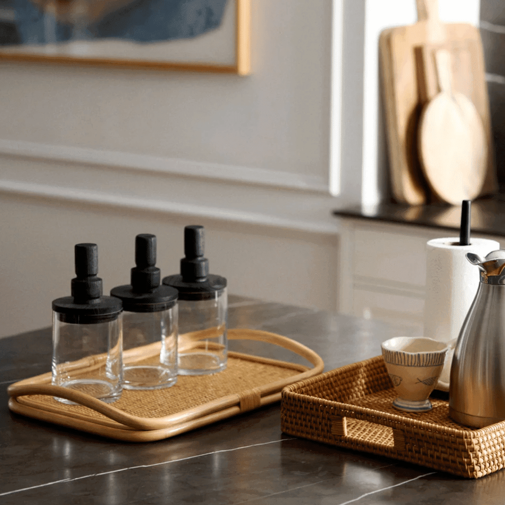 Bocal de rangement Salvie – verre & couvercle en bois noir | Twicy Store