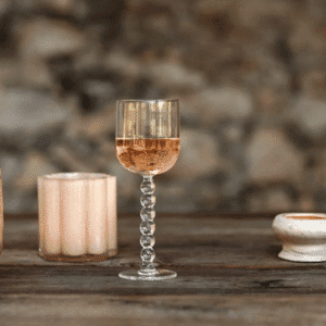 Verre à pied perlé transparent « Luna » – Verre à vin élégant | Twicy Store