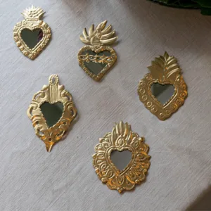 Ornements muraux Cœurs sacrés dorés avec miroir – Lot de 6 | Twicy Store