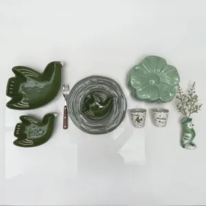 Coupelle oiseau vert foncé en porcelaine – vide-poche design déco, 2 tailles | Twicy Store