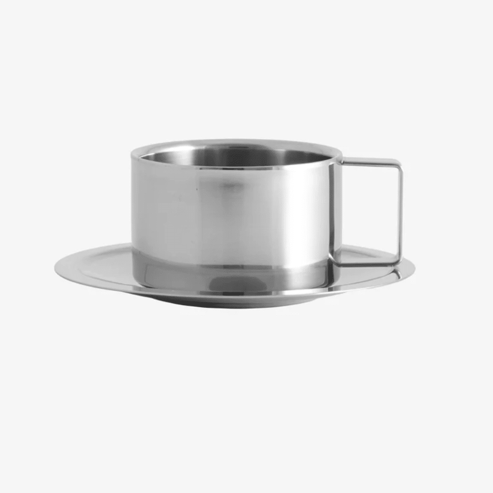 Tasse CITREA avec soucoupe – finition chromée | Twicy Store