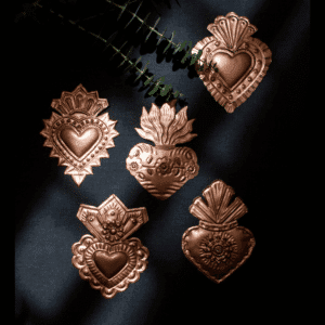 Lot de 5 Ornements muraux ex-voto « Cœurs sacrés » en étain | Twicy Store