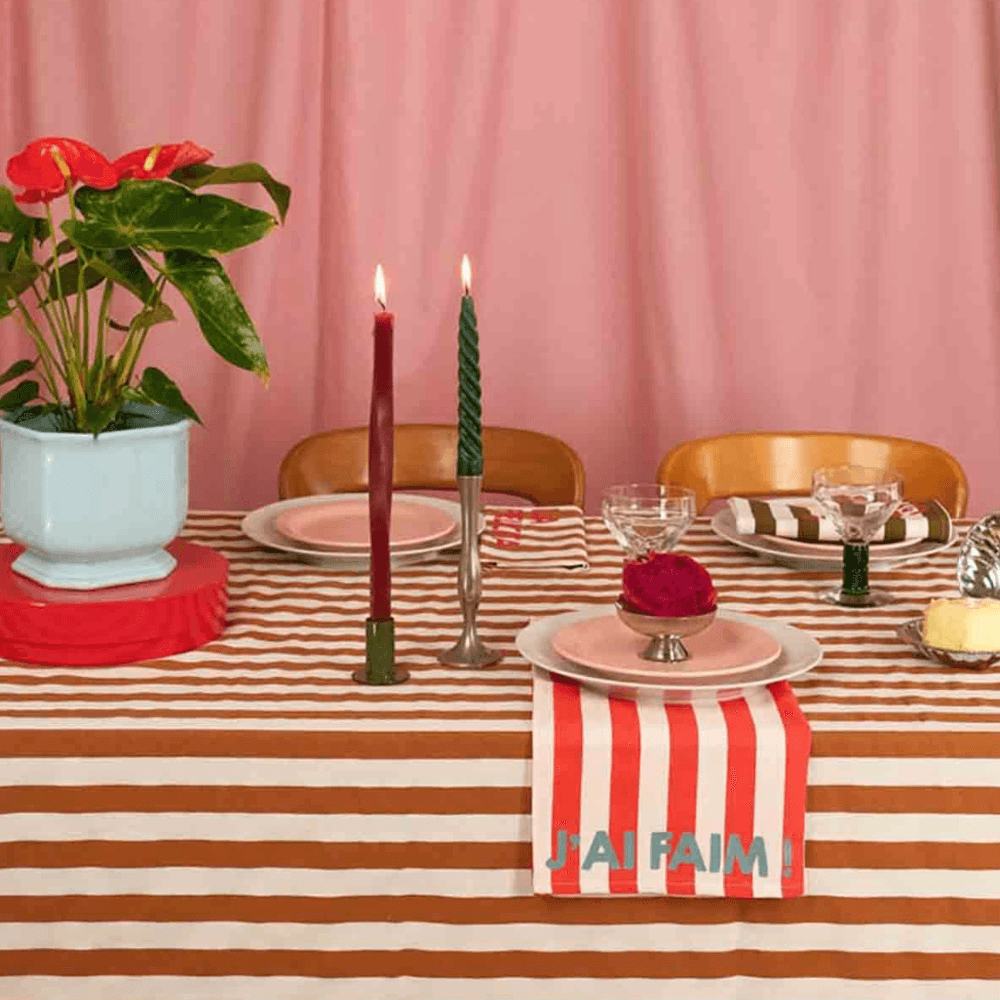 Nappe en coton à rayures pécan | Twicy Store