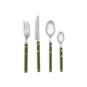 Set de couverts vert kaki – 4 pièces en acier inoxydable | Twicy Store