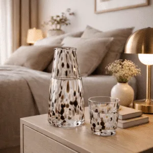 Carafe en verre moucheté avec verre à boire, carafe de chevet design | Twicy Store
