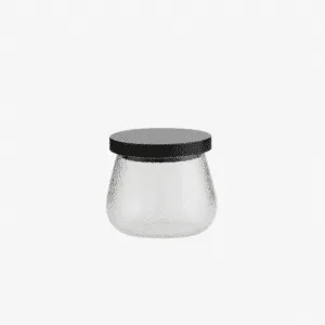 Bocal de rangement « Plumsi » – verre givré et couvercle en bois noir | Twicy Store