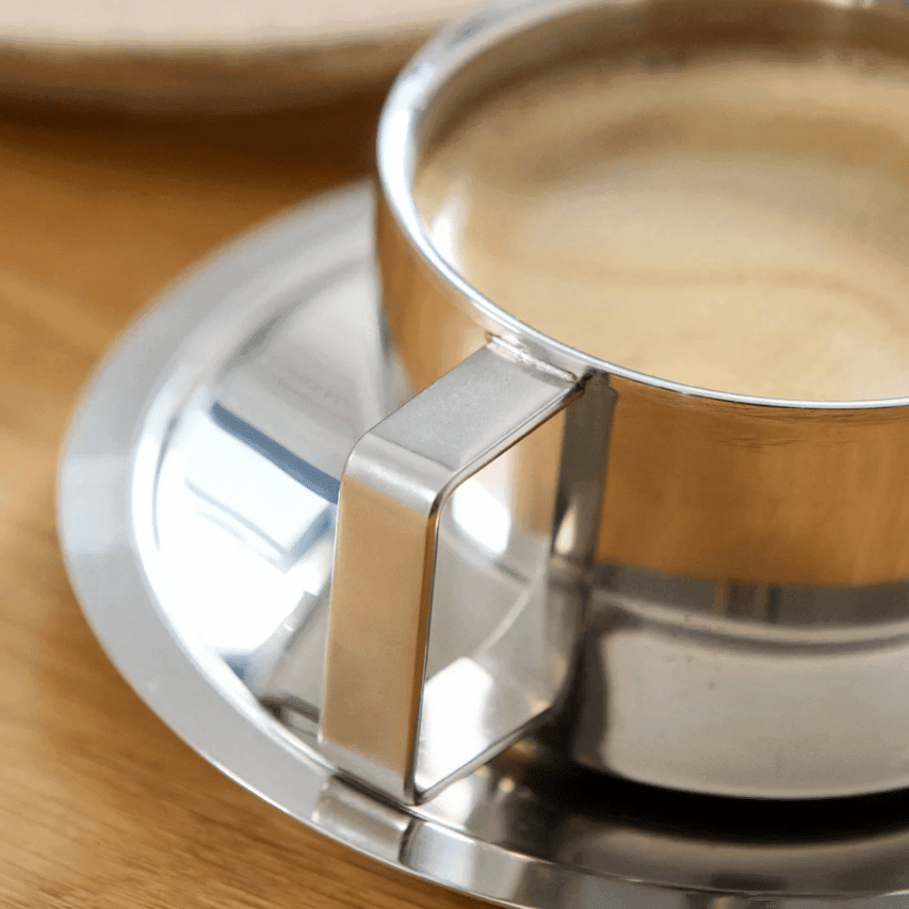 Tasse CITREA avec soucoupe – finition chromée | Twicy Store