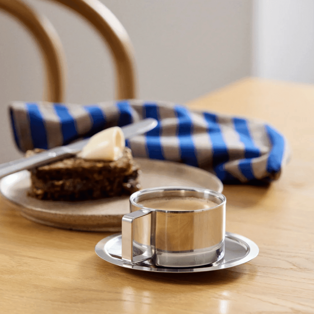 Tasse CITREA avec soucoupe – finition chromée | Twicy Store