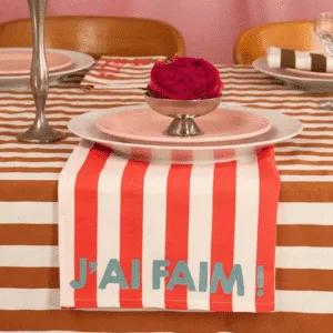 Lot de 2 serviettes de table en coton rayées – J’ai faim ! | Twicy Store