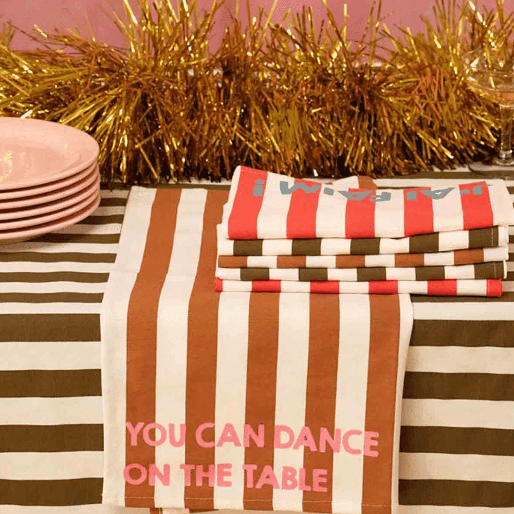 Lot de 2 serviettes de table en coton – You can dance on the table