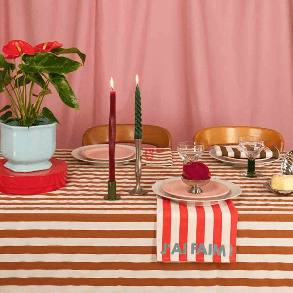 Nappe en coton à rayures pécan | Twicy Store