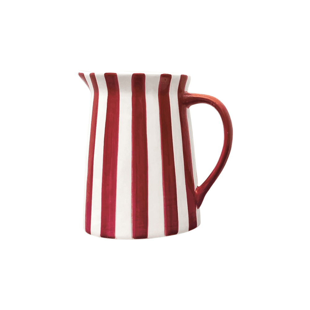 Pichet rayé en faïence rouge | Twicy Store