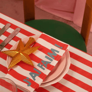 Lot de 2 serviettes de table en coton rayées – J’ai faim ! | Twicy Store